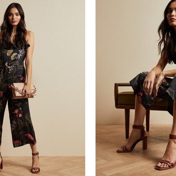 BNWT Ted Baker London Calline Floral Ruffle Jumpsuit Wide Leg - Picture 3 of 15